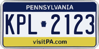 PA license plate KPL2123