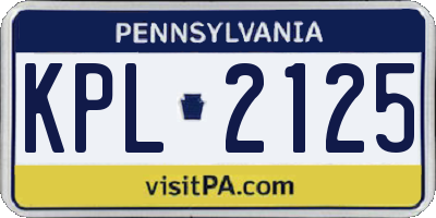 PA license plate KPL2125