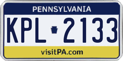 PA license plate KPL2133