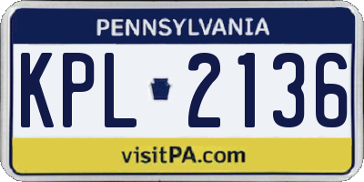PA license plate KPL2136
