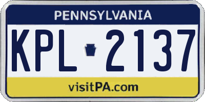 PA license plate KPL2137
