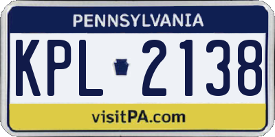 PA license plate KPL2138