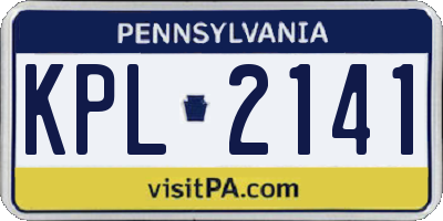 PA license plate KPL2141