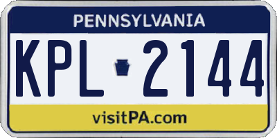 PA license plate KPL2144