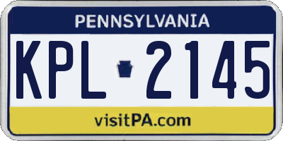 PA license plate KPL2145