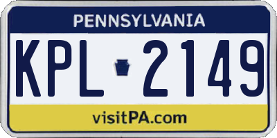 PA license plate KPL2149