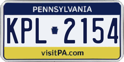 PA license plate KPL2154