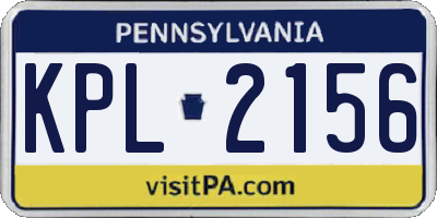 PA license plate KPL2156