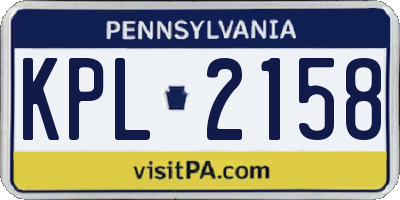 PA license plate KPL2158