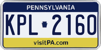 PA license plate KPL2160
