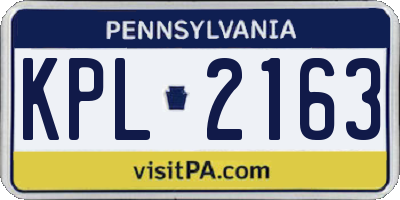 PA license plate KPL2163