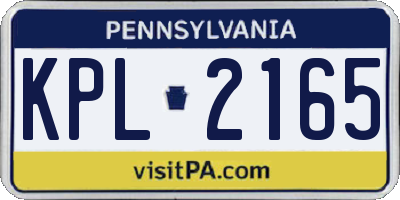 PA license plate KPL2165