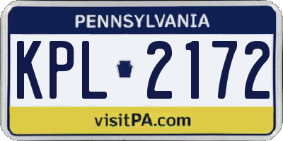 PA license plate KPL2172
