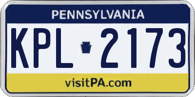 PA license plate KPL2173