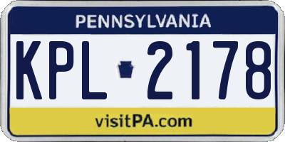 PA license plate KPL2178
