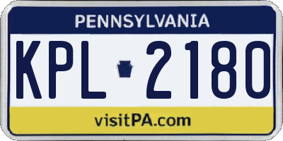 PA license plate KPL2180