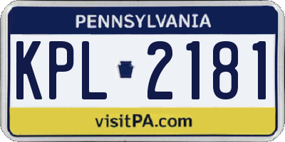 PA license plate KPL2181