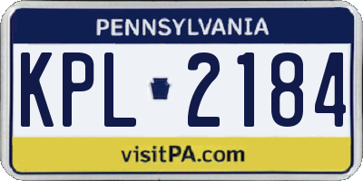 PA license plate KPL2184