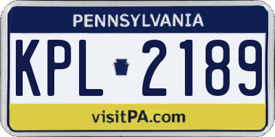 PA license plate KPL2189