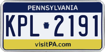 PA license plate KPL2191