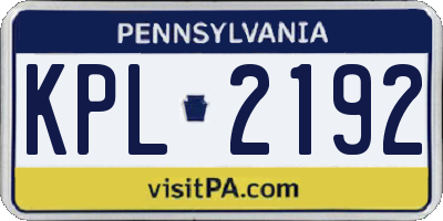 PA license plate KPL2192