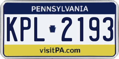 PA license plate KPL2193
