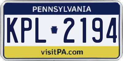PA license plate KPL2194