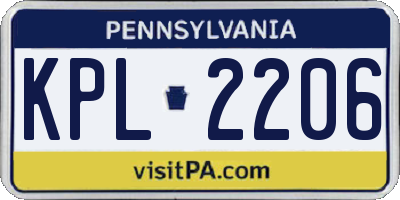 PA license plate KPL2206