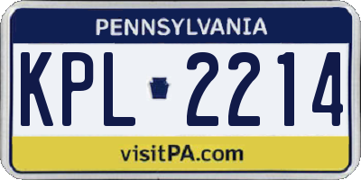 PA license plate KPL2214