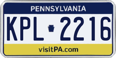 PA license plate KPL2216