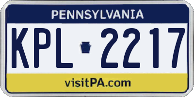 PA license plate KPL2217
