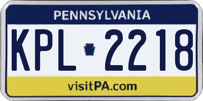 PA license plate KPL2218