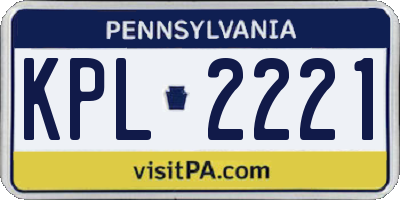 PA license plate KPL2221