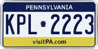 PA license plate KPL2223