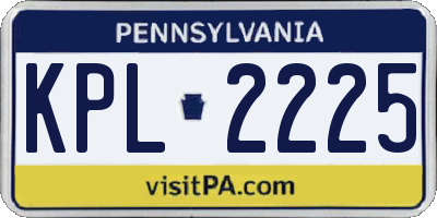 PA license plate KPL2225