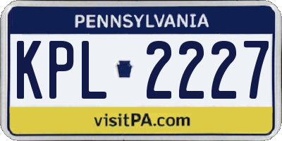 PA license plate KPL2227