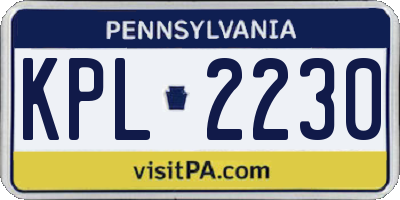 PA license plate KPL2230