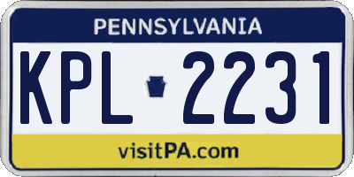 PA license plate KPL2231