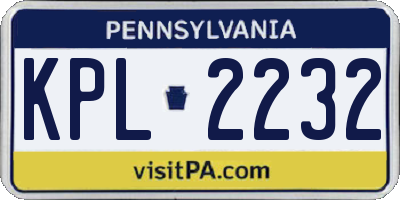 PA license plate KPL2232