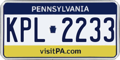 PA license plate KPL2233