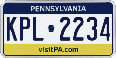 PA license plate KPL2234