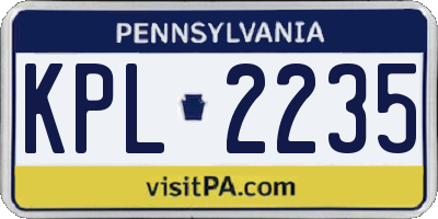 PA license plate KPL2235