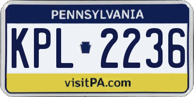 PA license plate KPL2236