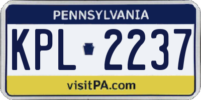 PA license plate KPL2237