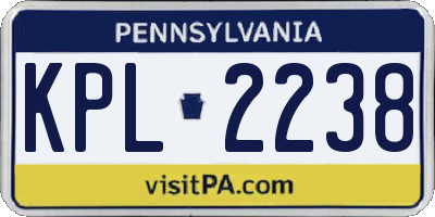 PA license plate KPL2238