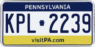 PA license plate KPL2239