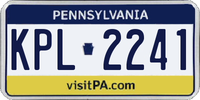 PA license plate KPL2241