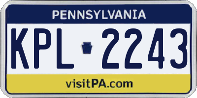 PA license plate KPL2243