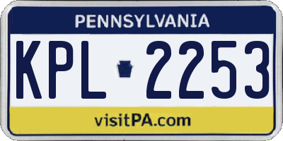 PA license plate KPL2253