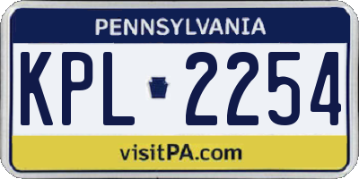 PA license plate KPL2254